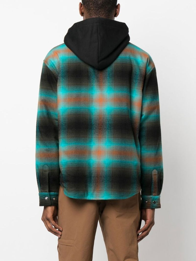 Blue Plaid Hooded Overshirt
