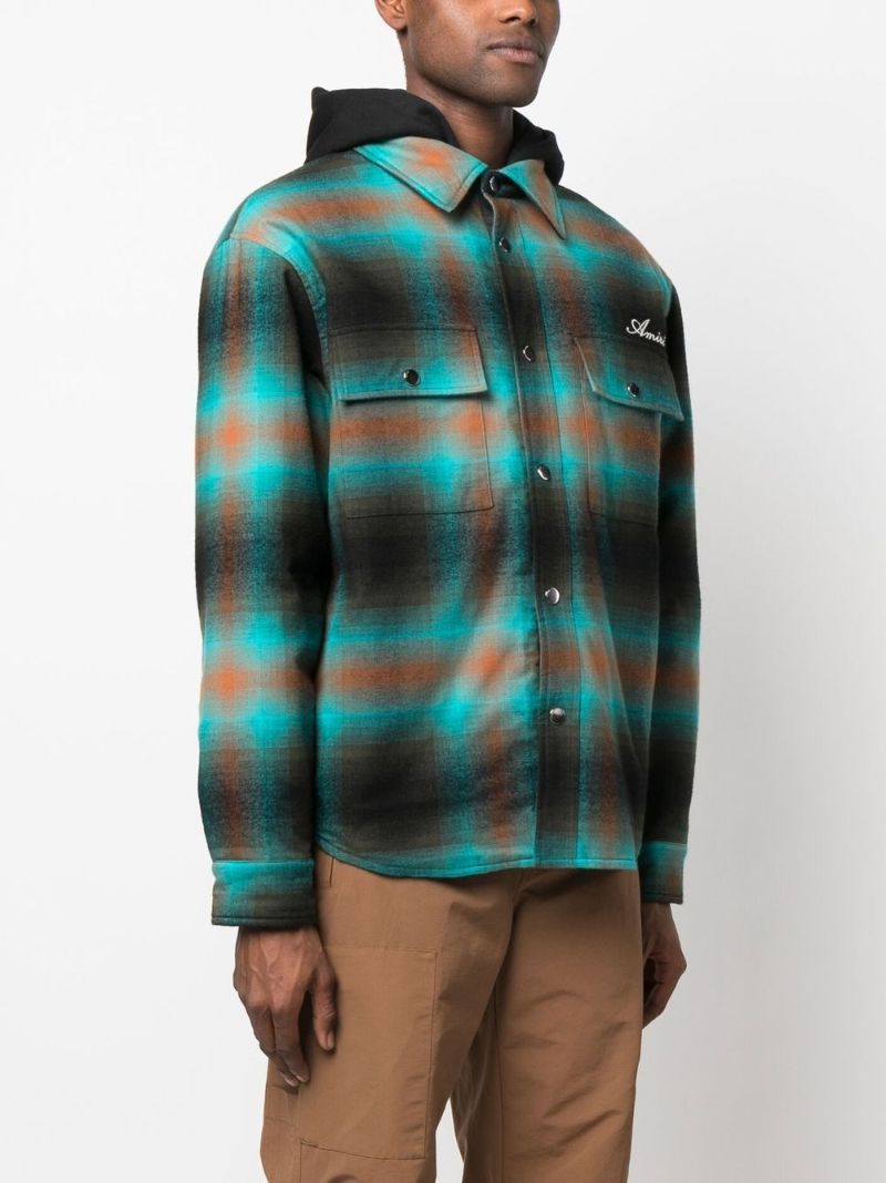 Blue Plaid Hooded Overshirt
