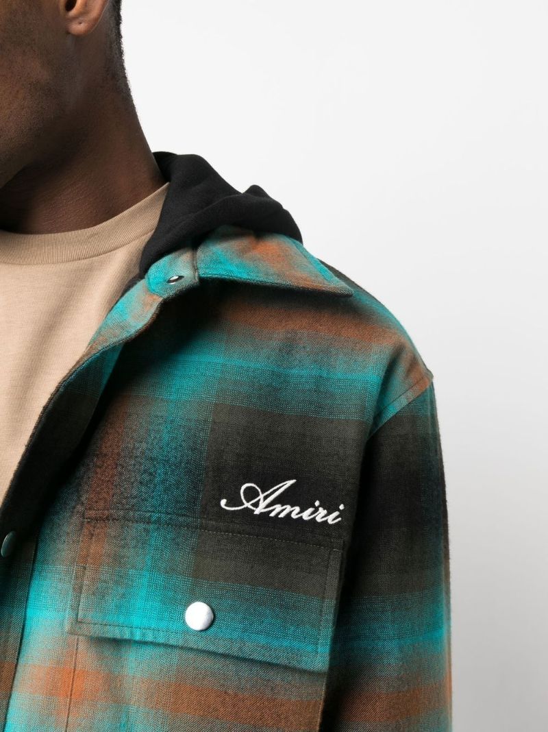 Blue Plaid Hooded Overshirt
