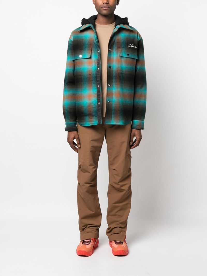 Blue Plaid Hooded Overshirt