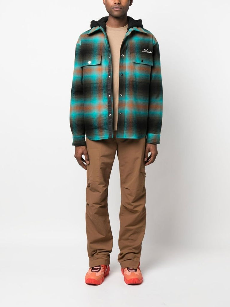 Blue Plaid Hooded Overshirt