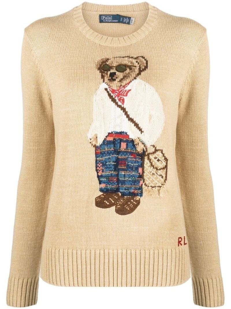 Brown Polo Bear Crew Knit Jumper