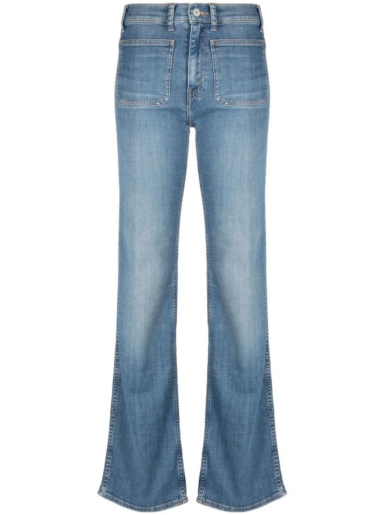 Blue Stonewash Straight Leg Jeans