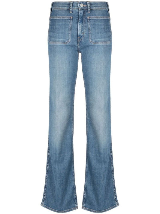 Blue Stonewash Straight Leg Jeans