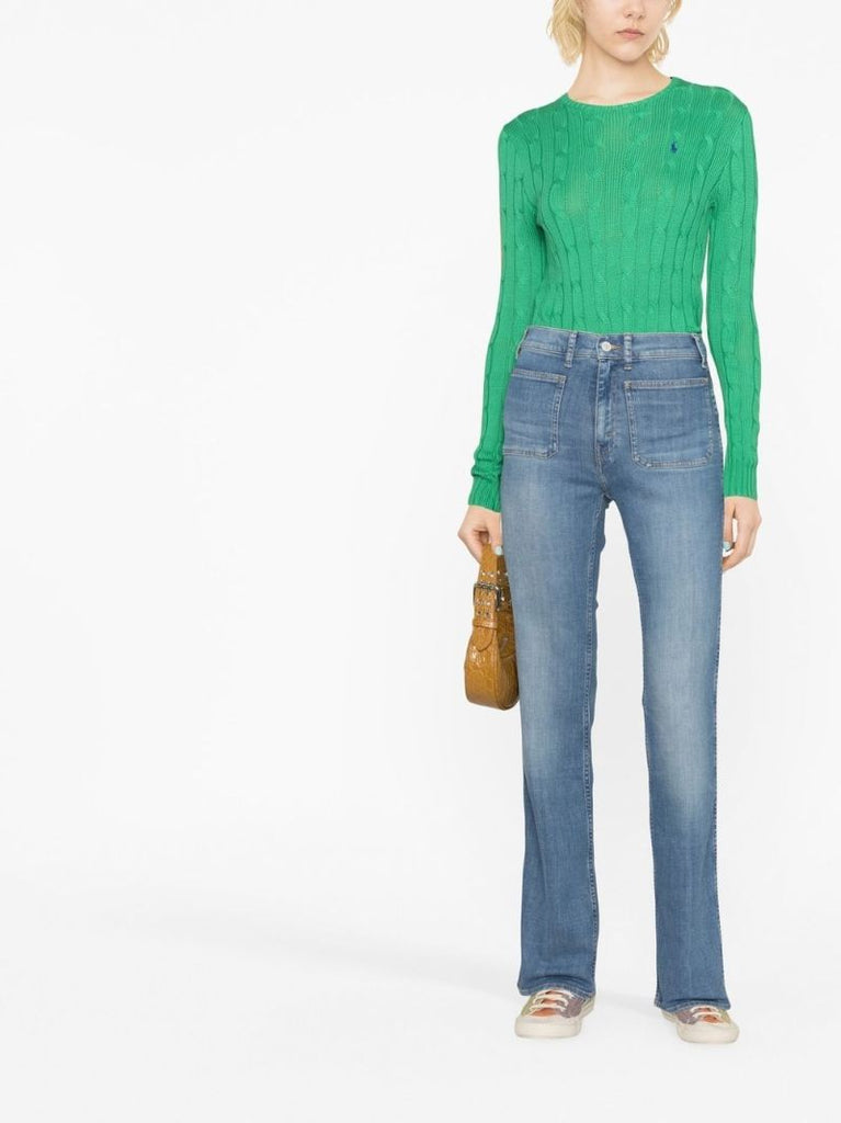 Blue Stonewash Straight Leg Jeans