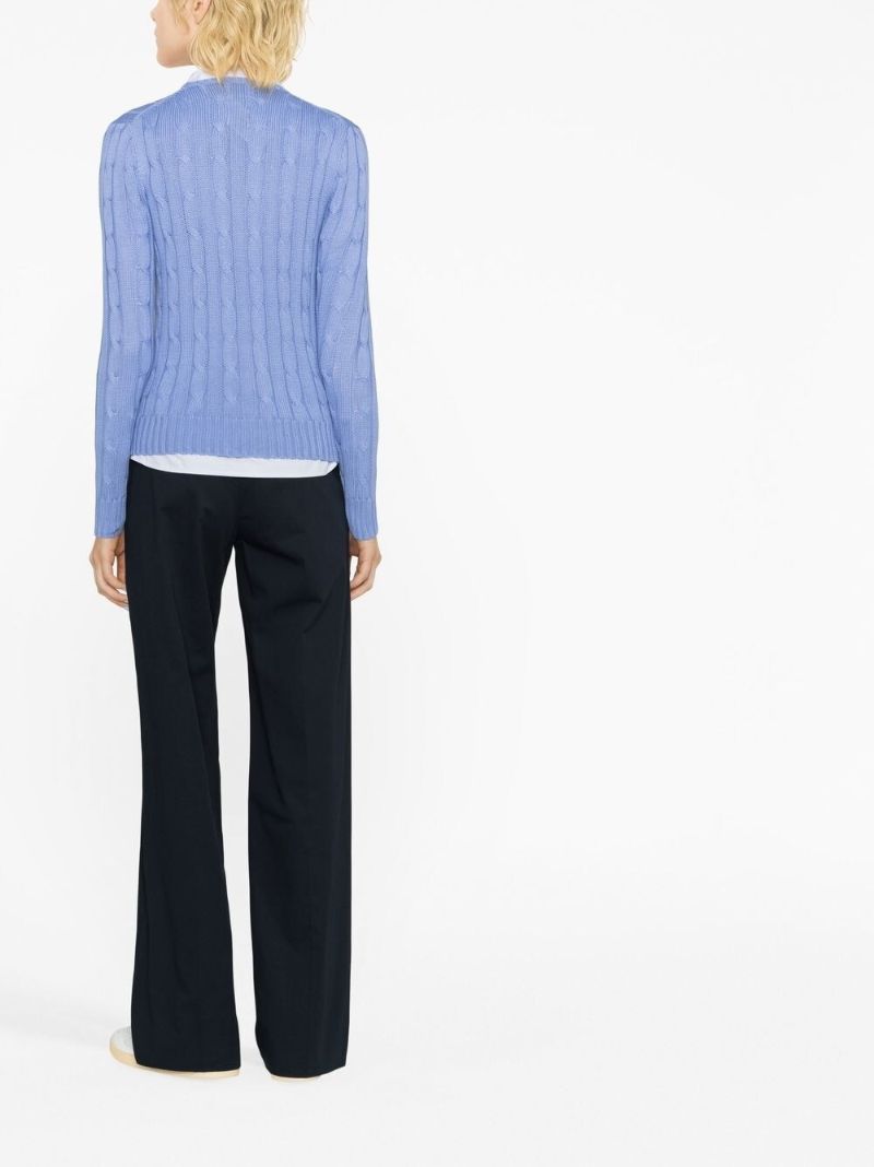 Blue Cotton Cable Knit Jumper