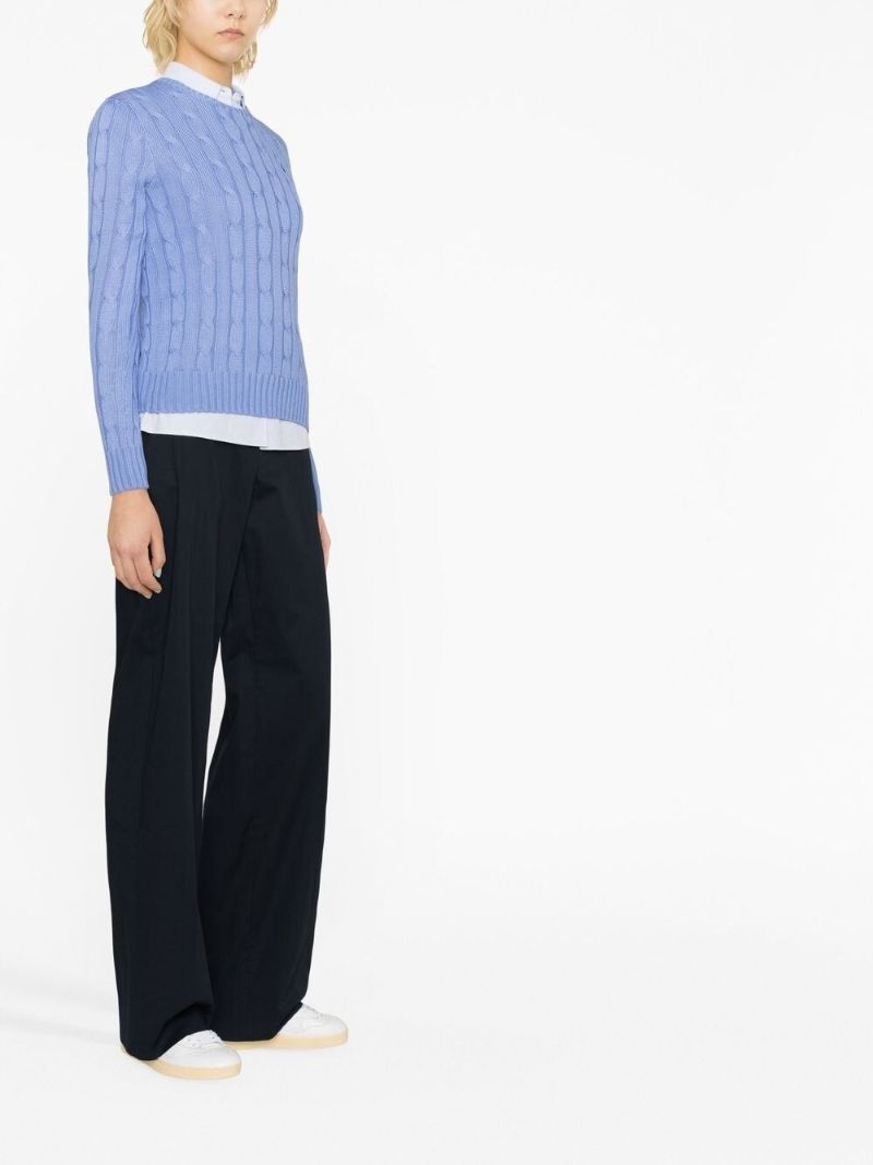 Blue Cotton Cable Knit Jumper