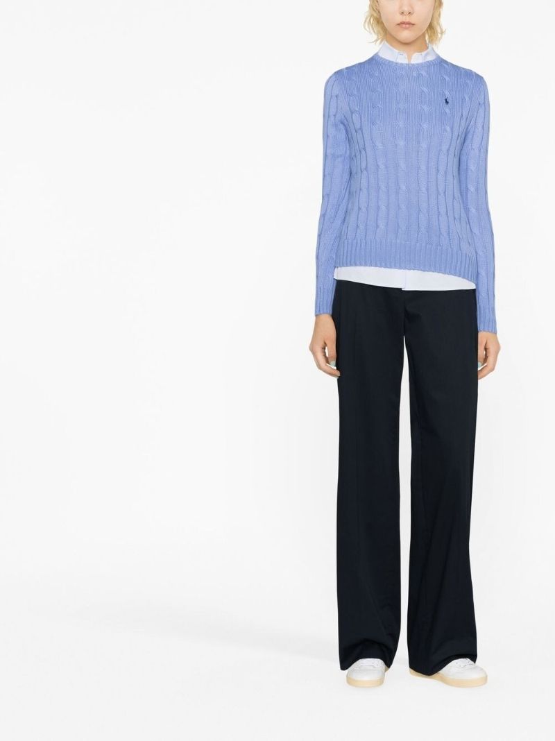 Blue Cotton Cable Knit Jumper