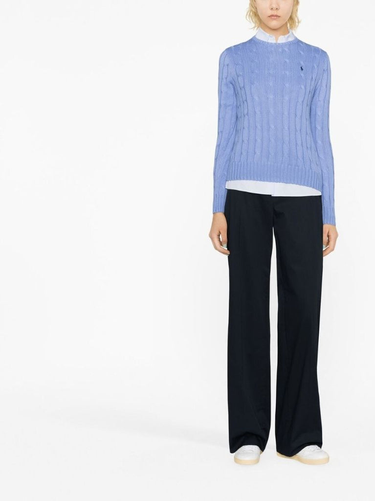 Blue Cotton Cable Knit Jumper