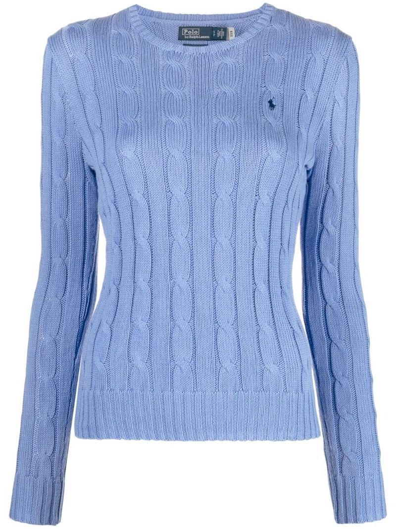 Blue Cotton Cable Knit Jumper