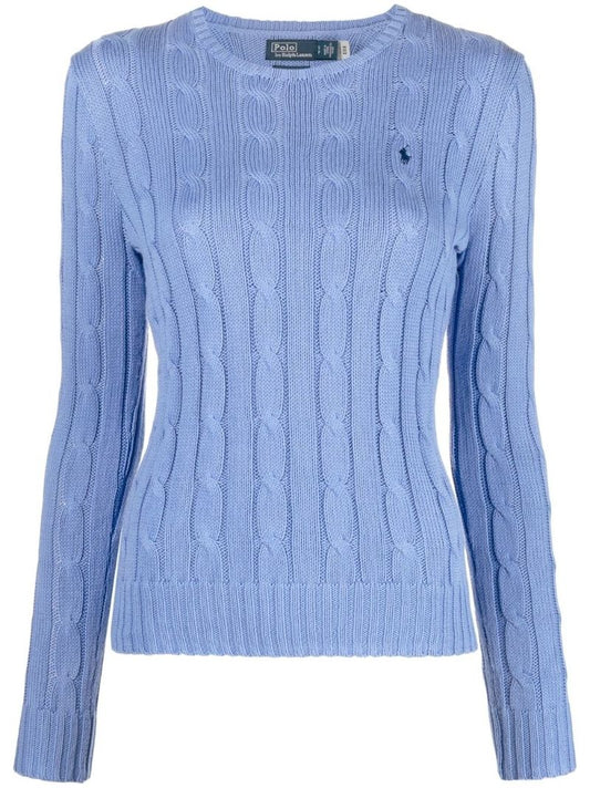 Blue Cotton Cable Knit Jumper