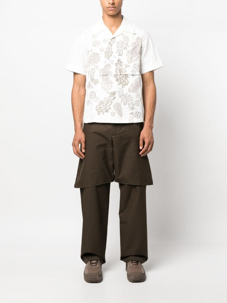 Brown Tuch Layered Straight-leg Trousers