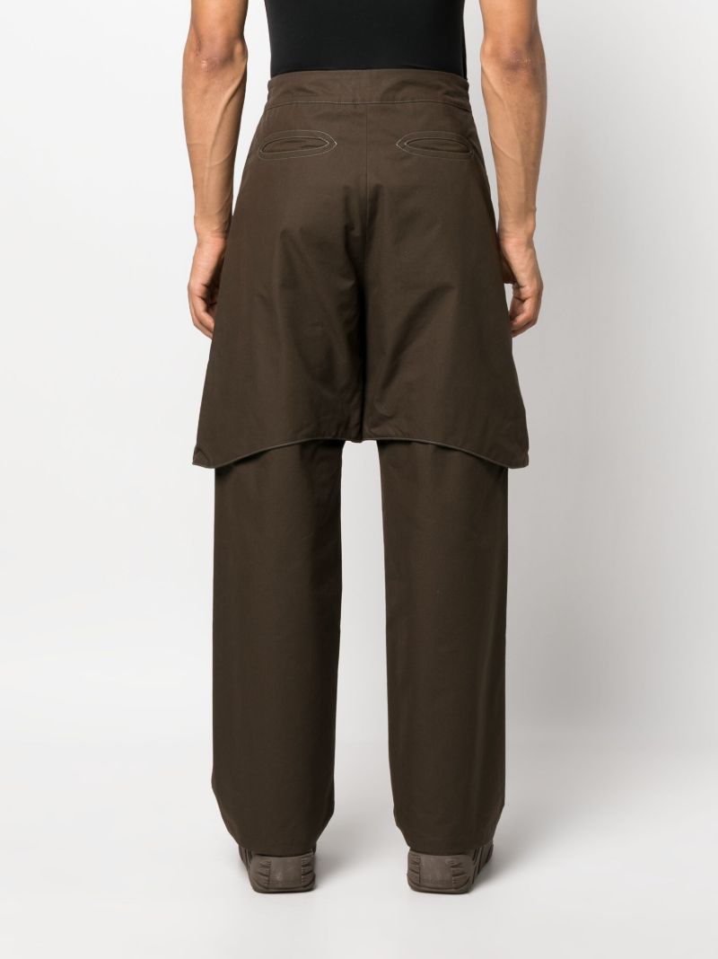 Brown Tuch Layered Straight-leg Trousers