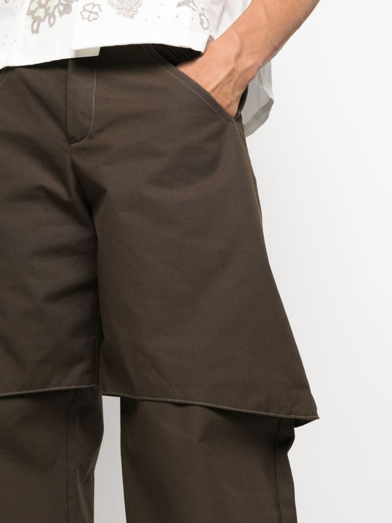 Brown Tuch Layered Straight-leg Trousers