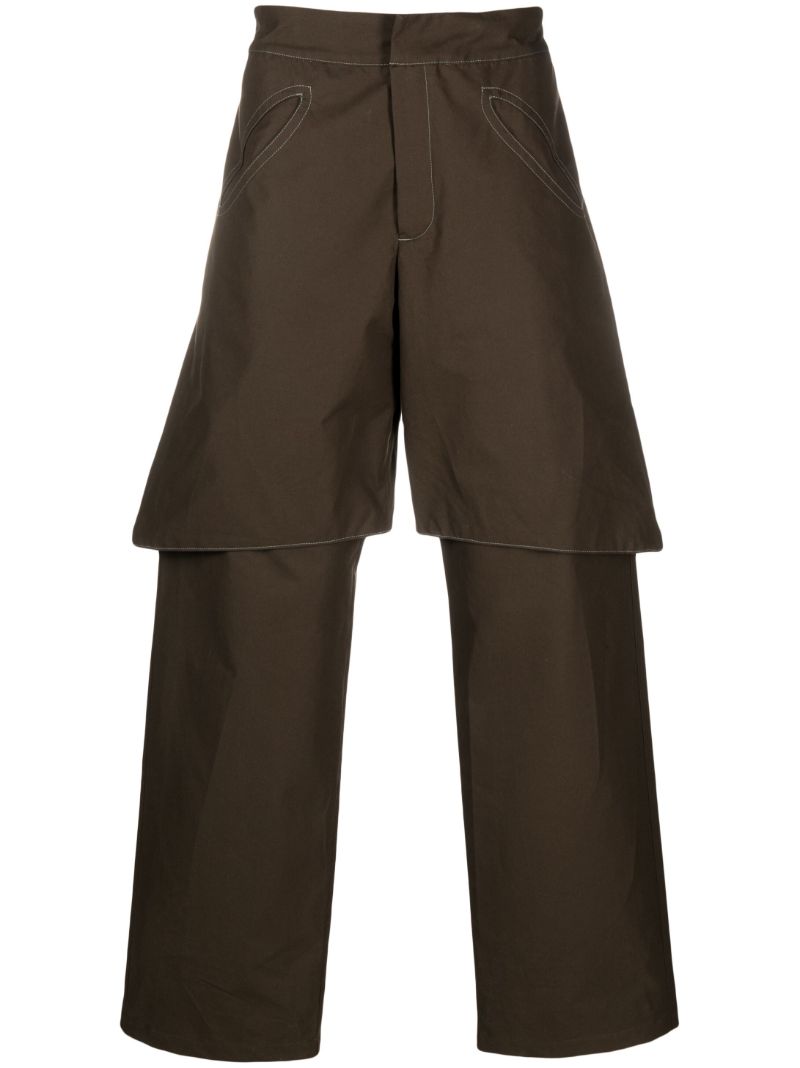 Brown Tuch Layered Straight-leg Trousers