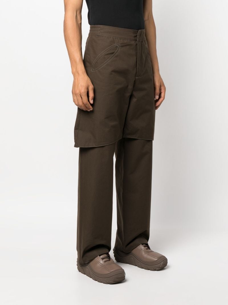 Brown Tuch Layered Straight-leg Trousers