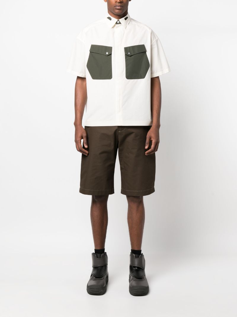 Brown Cotton Side Pleat Shorts
