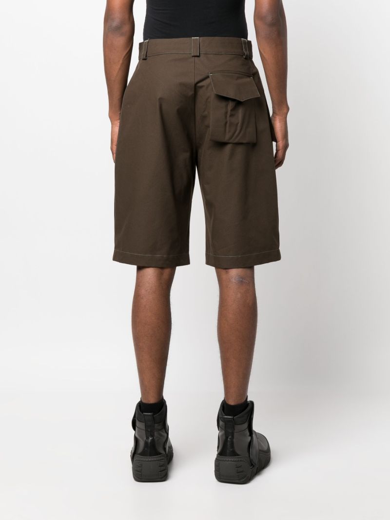 Brown Cotton Side Pleat Shorts