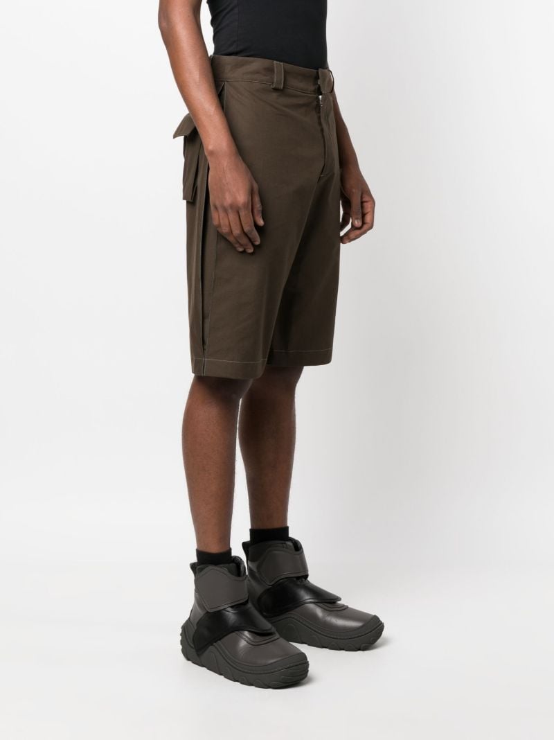 Brown Cotton Side Pleat Shorts