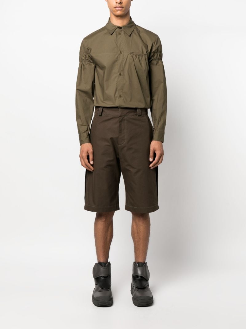 Green Ruched Cotton Shirt