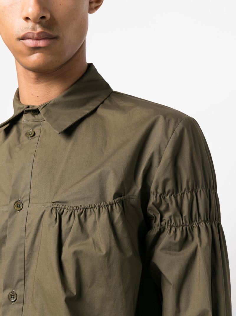 Green Ruched Cotton Shirt