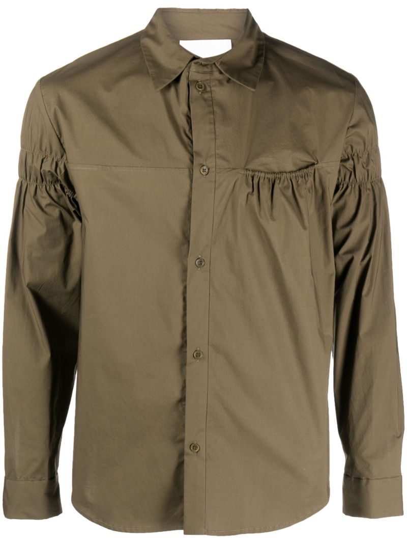 Green Ruched Cotton Shirt