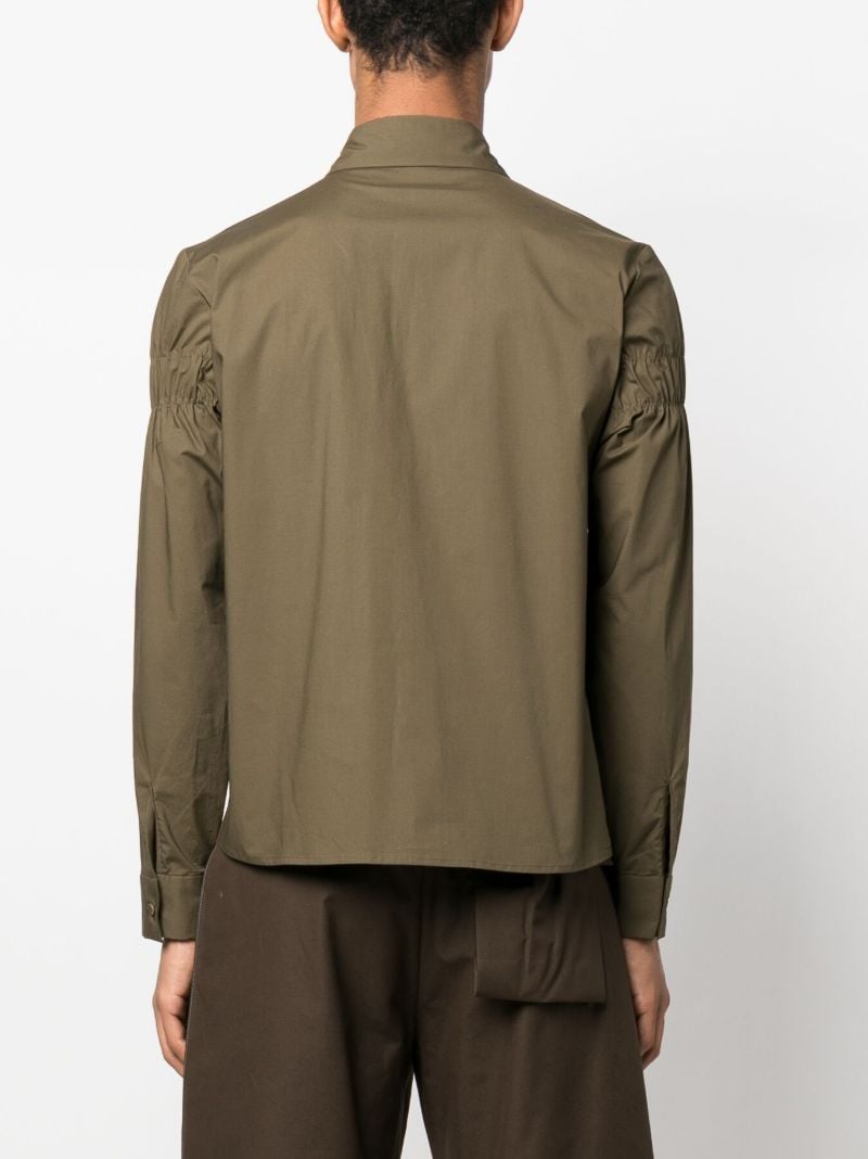 Green Ruched Cotton Shirt
