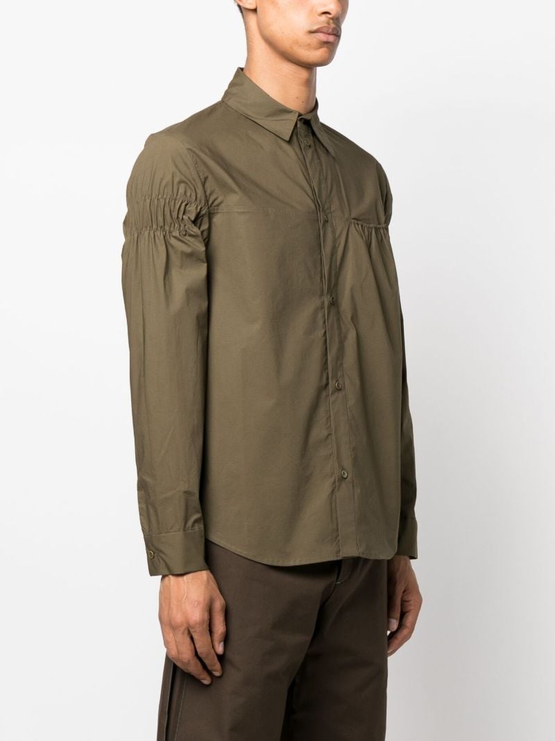 Green Ruched Cotton Shirt