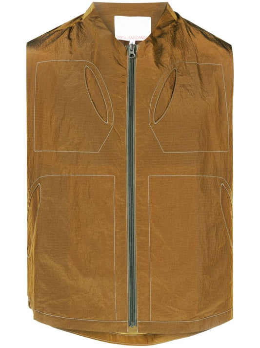 Brown Seed Zip-up Gilet
