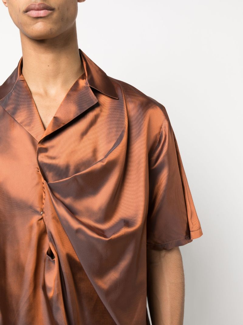 Orange Gathered Short-sleeve Shirt