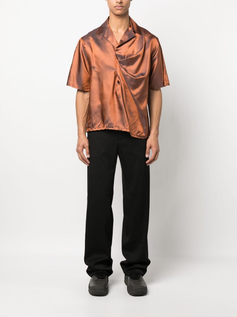 Orange Gathered Short-sleeve Shirt