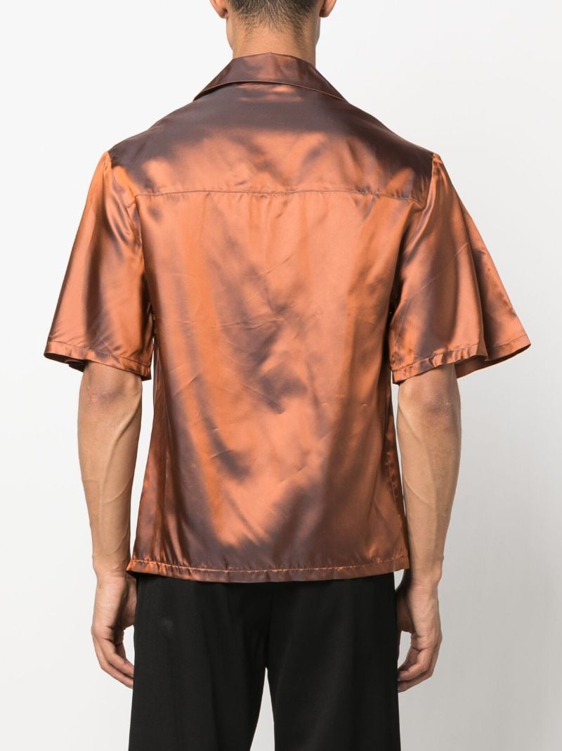 Orange Gathered Short-sleeve Shirt
