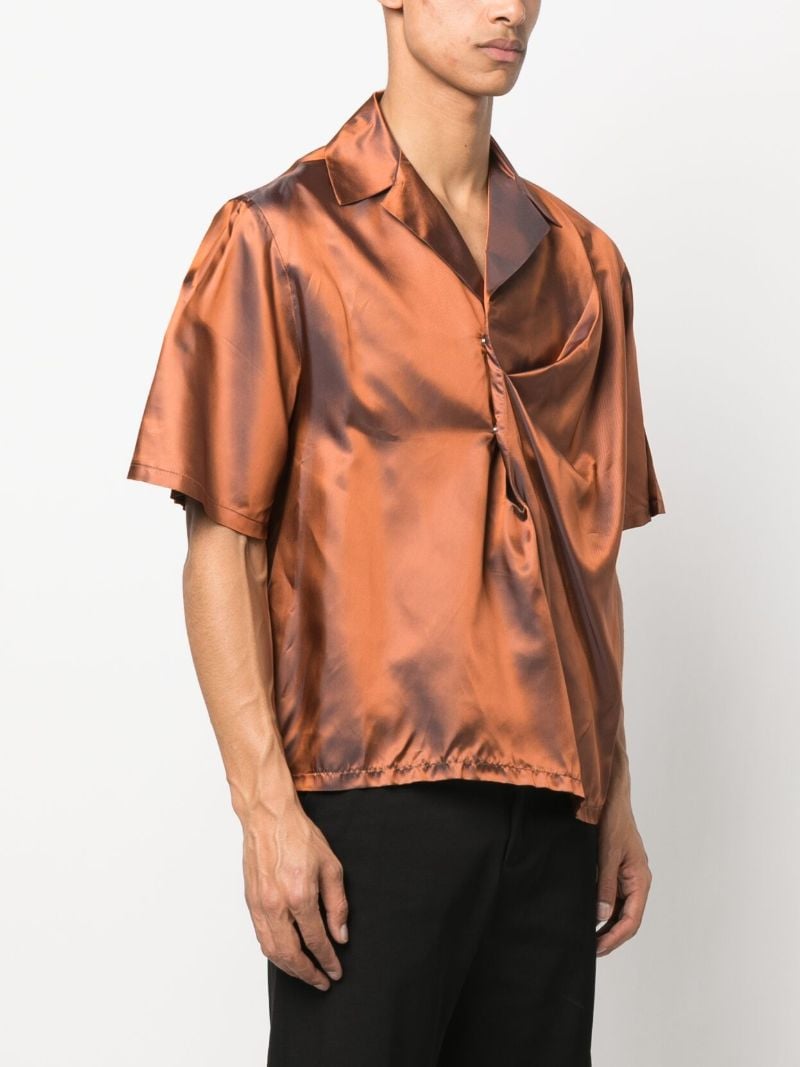 Orange Gathered Short-sleeve Shirt