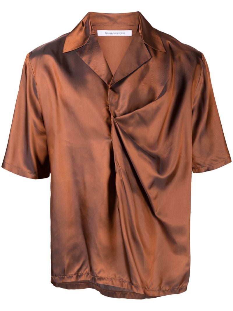 Orange Gathered Short-sleeve Shirt