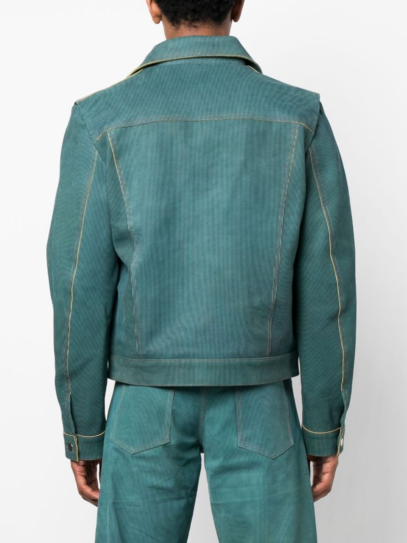 Blue Larda Striped Leather Jacket
