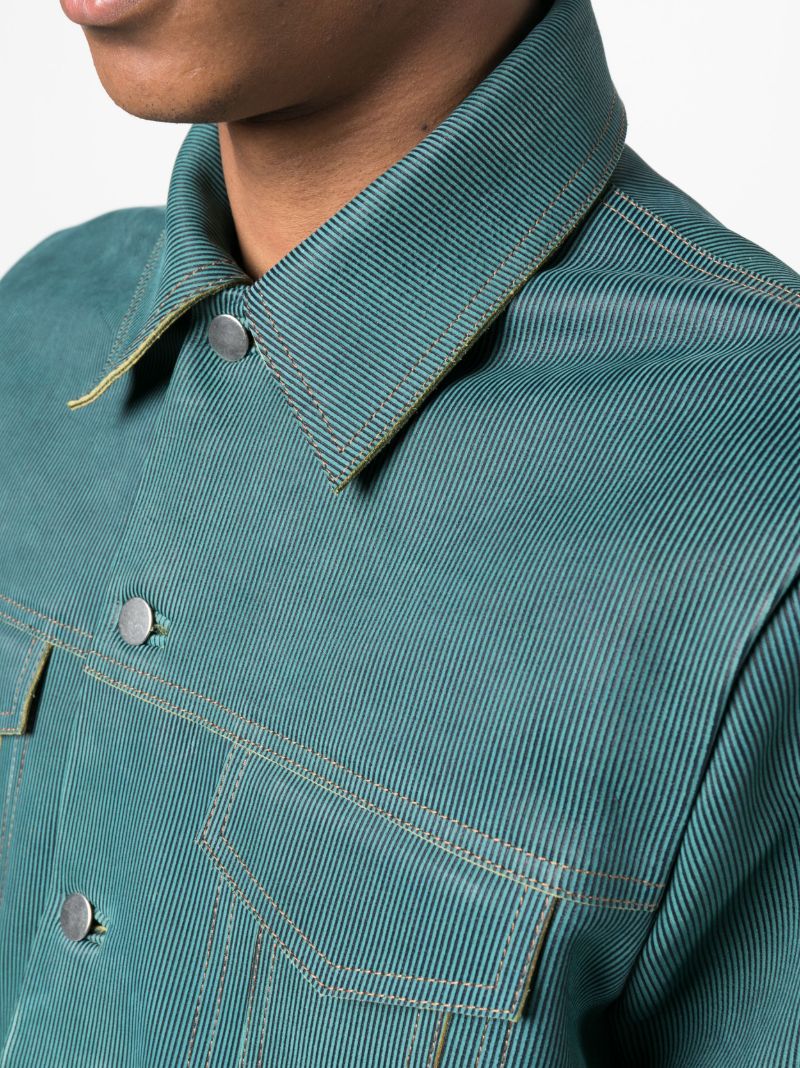 Blue Larda Striped Leather Jacket