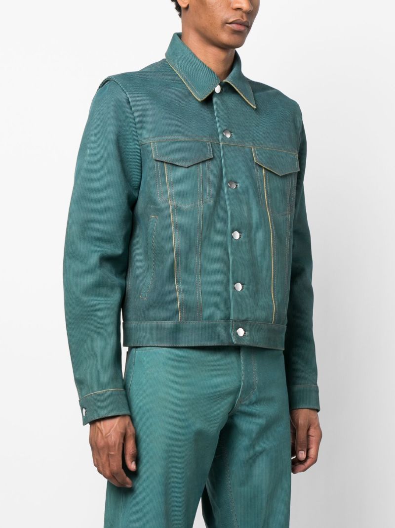 Blue Larda Striped Leather Jacket