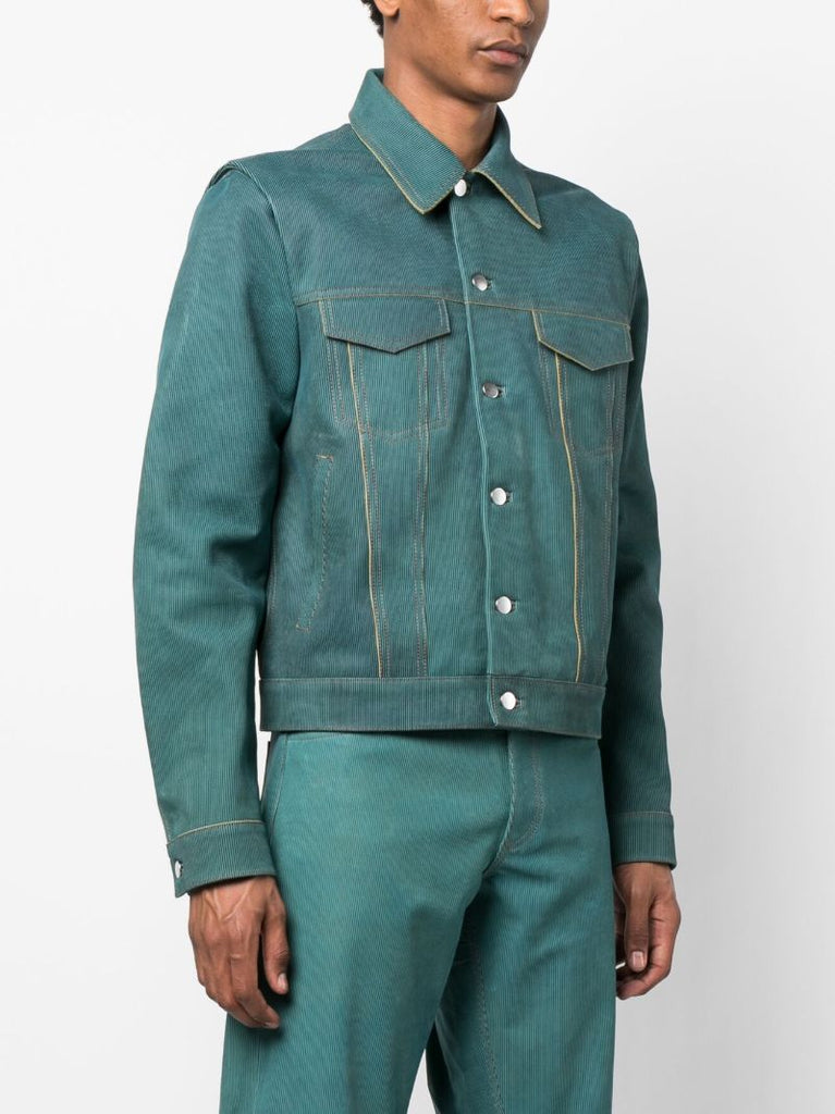 Blue Larda Striped Leather Jacket