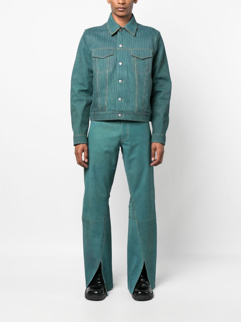 Blue Larda Striped Leather Jacket