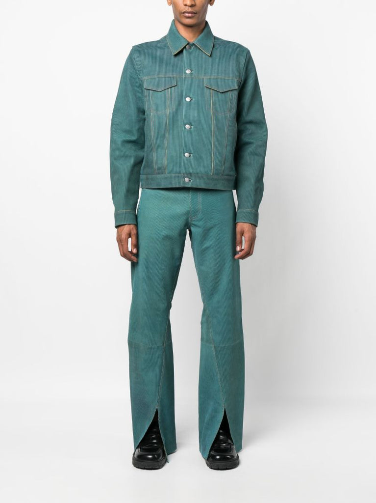 Blue Larda Striped Leather Jacket