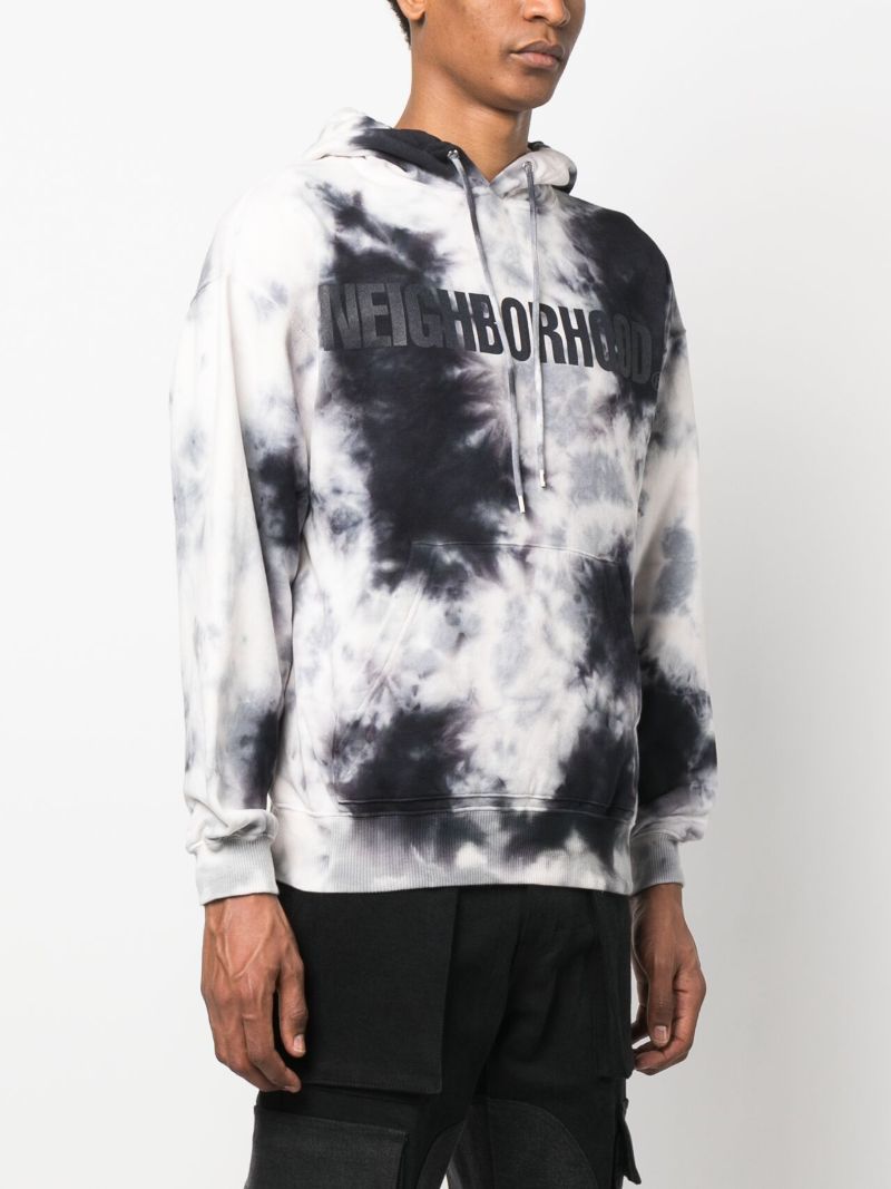 Black Tie-dye Logo Cotton Hoodie