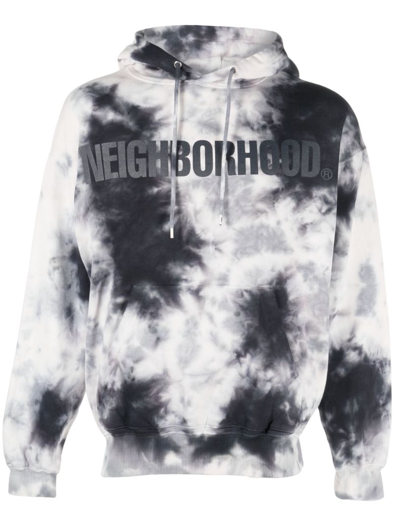 Black Tie-dye Logo Cotton Hoodie