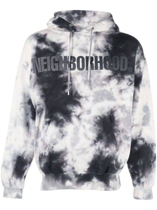 Black Tie-dye Logo Cotton Hoodie