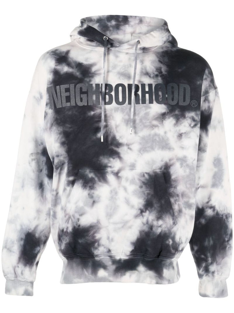 Black Tie-dye Logo Cotton Hoodie