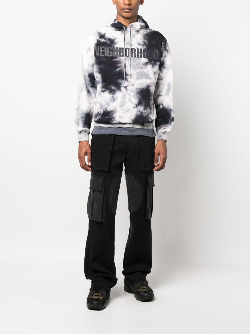 Black Tie-dye Logo Cotton Hoodie
