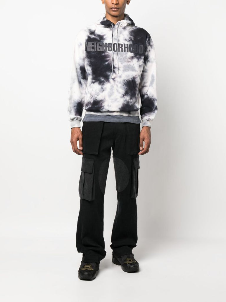 Black Tie-dye Logo Cotton Hoodie