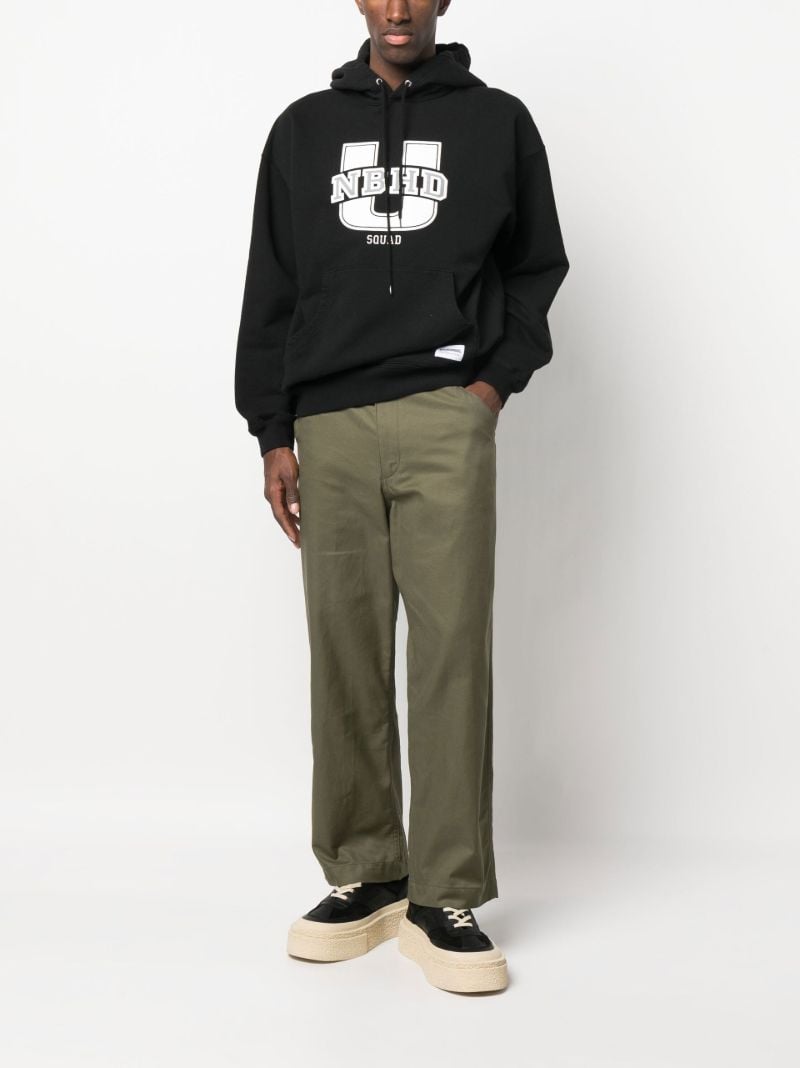 Black Logo Print Cotton Hoodie