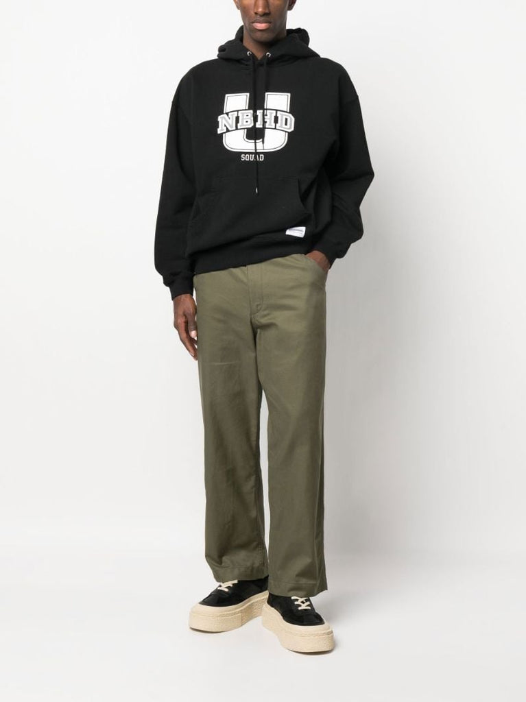 Black Logo Print Cotton Hoodie