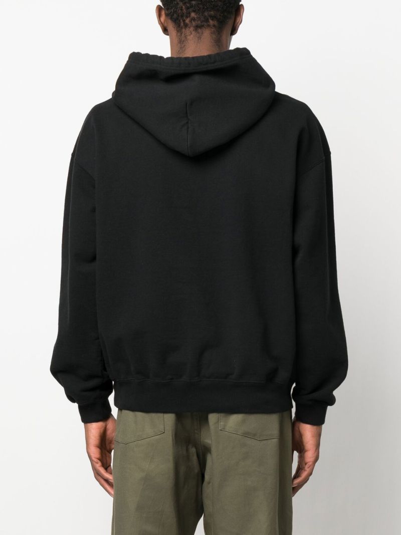Black Logo Print Cotton Hoodie