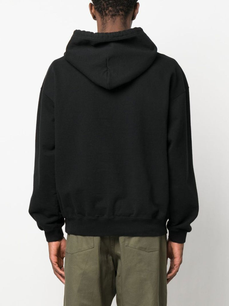 Black Logo Print Cotton Hoodie